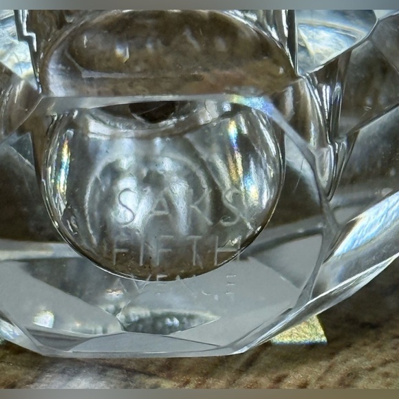 Saks Fifth Ave Crystal Cut Perfume Bottles Lot Of 3 Geometric Facets Signed Rare - Picture 7 of 12